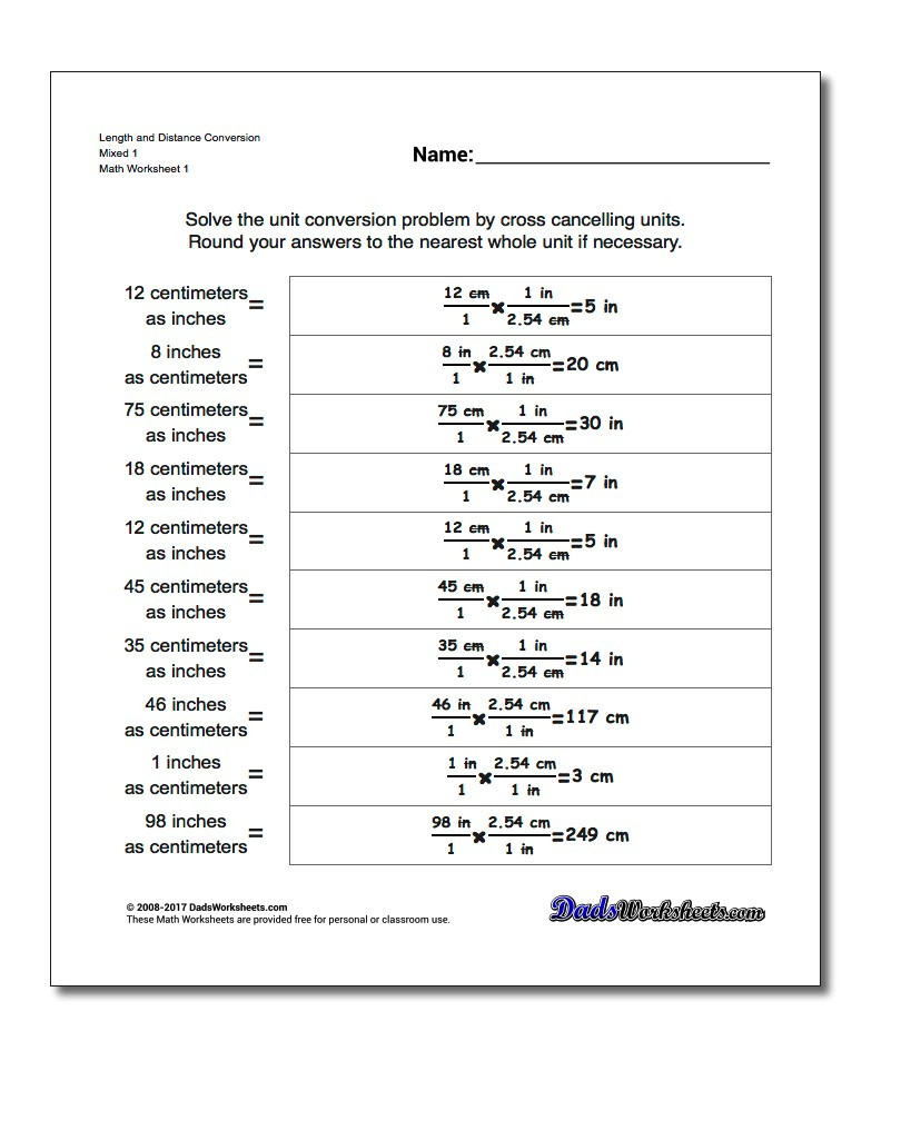 5th Grade Metric Conversion Worksheets Customary and Metric