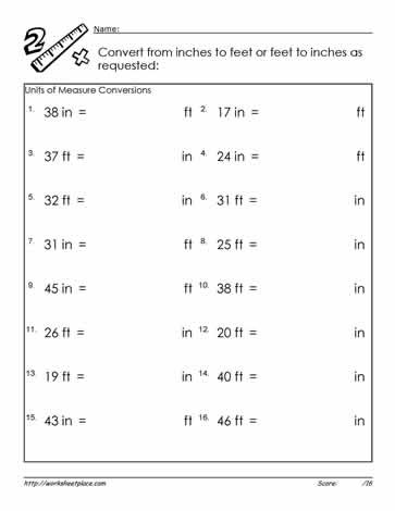 5th Grade Metric Conversion Worksheets Feet and Inches Worksheets