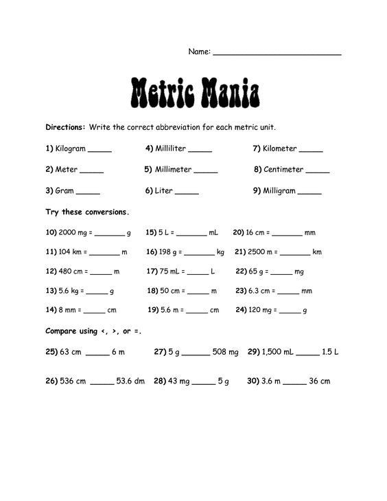 5th Grade Metric Conversion Worksheets Pin On Math Teaching