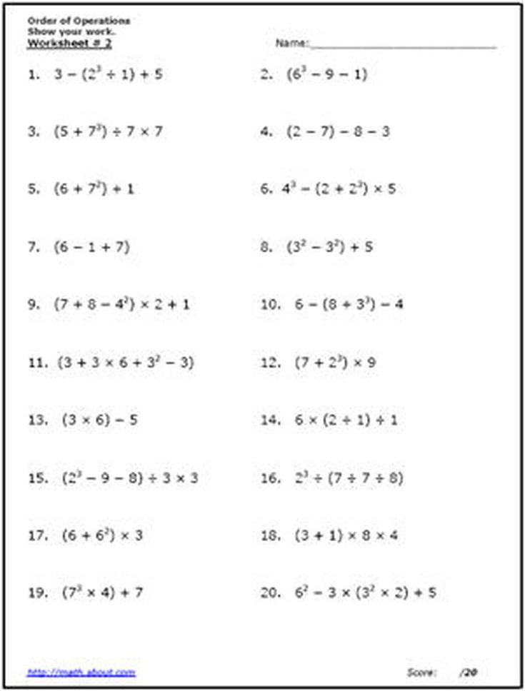 5th Grade Pemdas Worksheets Practice the order Of Operations with these Free Math