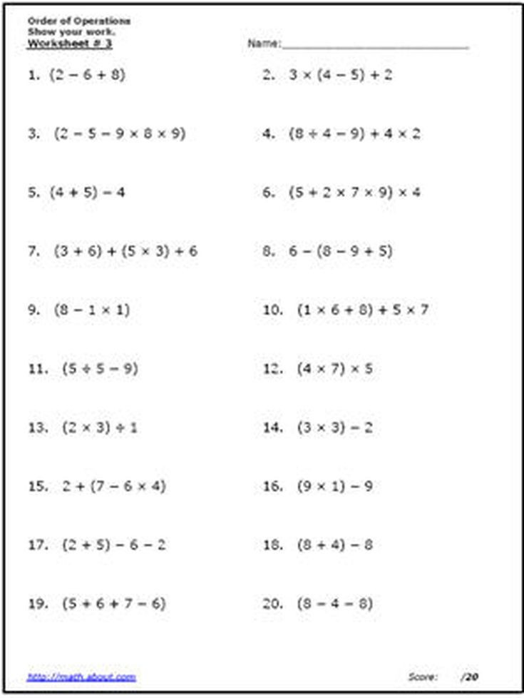 5th Grade Pemdas Worksheets Use these Free Algebra Worksheets to Practice Your order Of