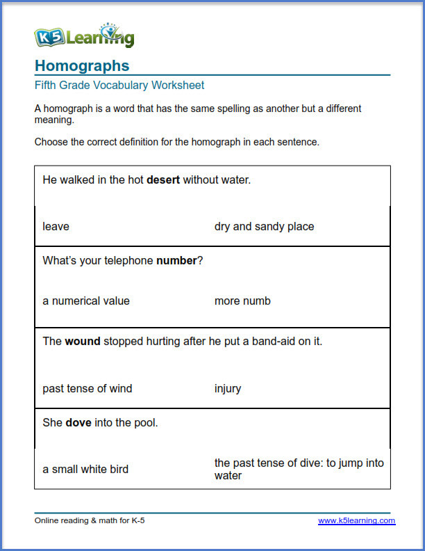 5th Grade Vocabulary Worksheets Grade 5 Vocabulary Worksheets – Printable and organized by