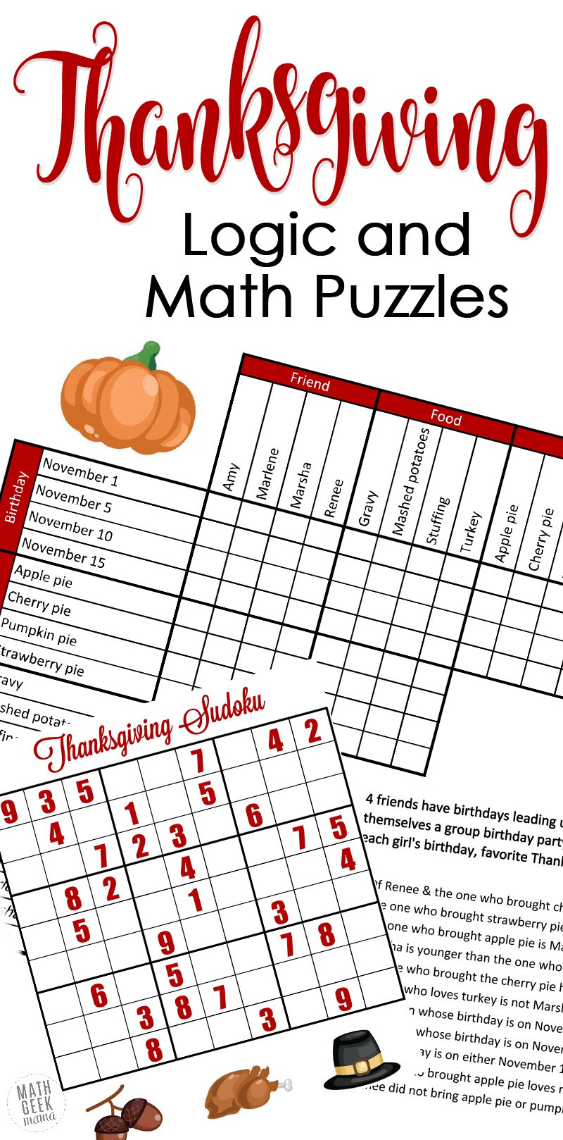 6th Grade Math Puzzles Printable Free Fun Thanksgiving Math Puzzles for Older Kids