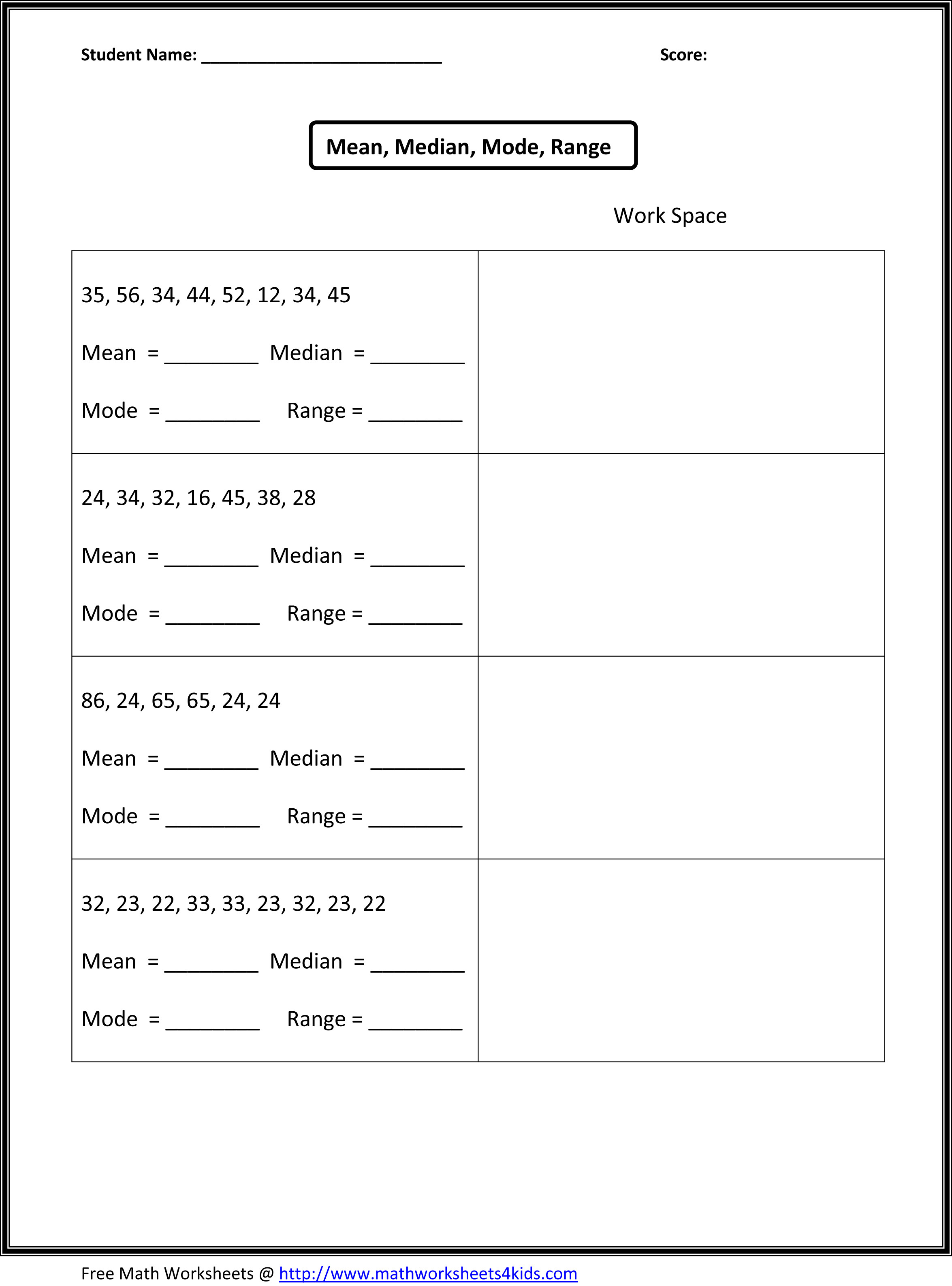7th Grade Statistics Worksheets Statistics Math Worksheets &amp; Grade 12 Mathematics