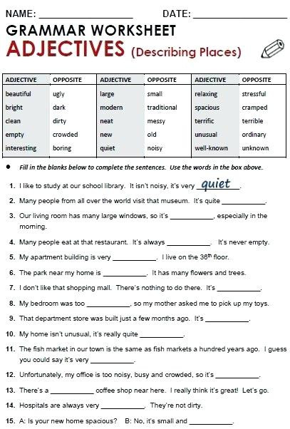 9th Grade Grammar Worksheets Basic English Worksheets Grade Grammar Pdf Adjectives