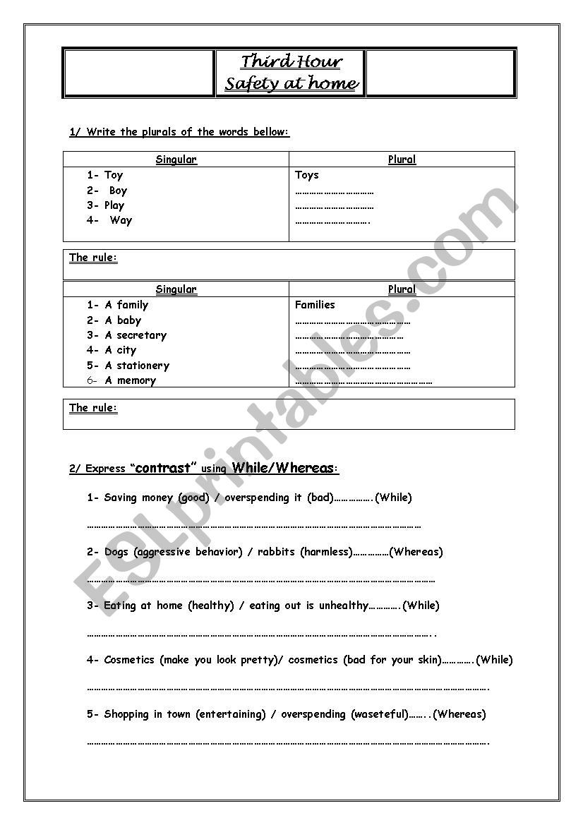 9th Grade Printable Worksheets Safety at Home Group Session 9th Grade Esl Worksheet by