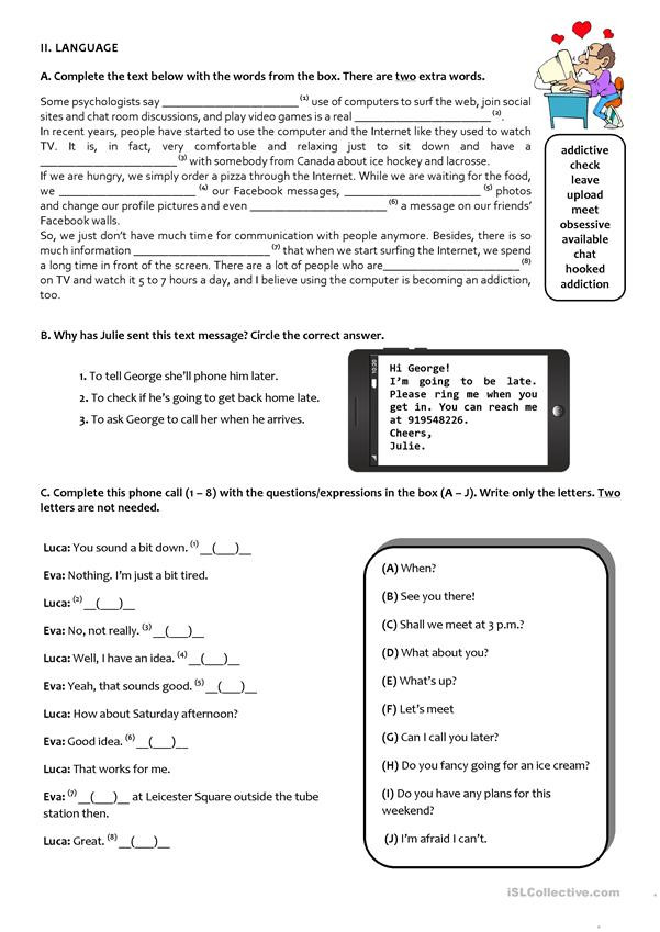 9th Grade Writing Worksheets the Internet Test 9th Grade A2 B1 English Esl