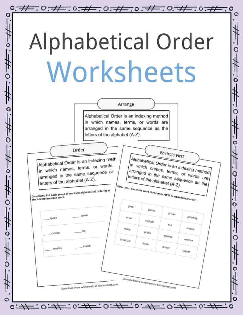 Abc order Worksheets Kindergarten Alphabetical order Worksheets Examples &amp; Definition