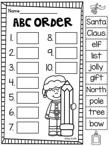Abc order Worksheets Kindergarten Free Christmas No Prep Worksheets