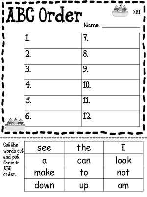 Abc order Worksheets Kindergarten Sight Word Worksheet New 348 Sight Word Abc order Worksheets