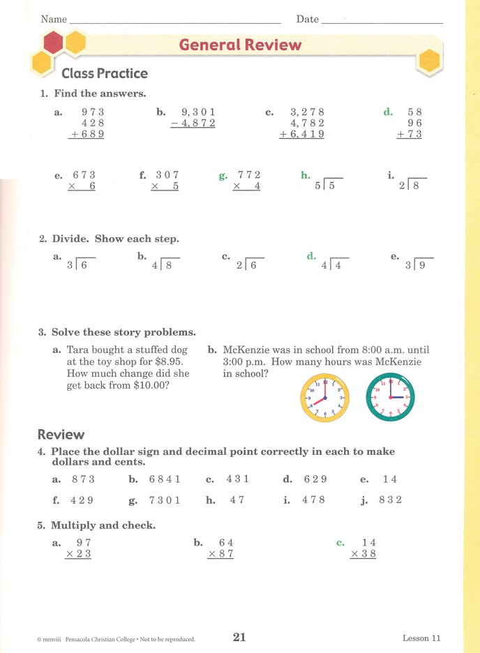 Abeka 3rd Grade Math Worksheets Abeka Arithmetic 4 Work Text Fourth Edition