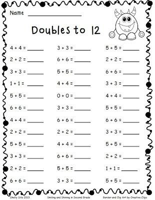 Adding Doubles Worksheet 2nd Grade Adding Doubles and A Freebie Smiling and Shining In Second