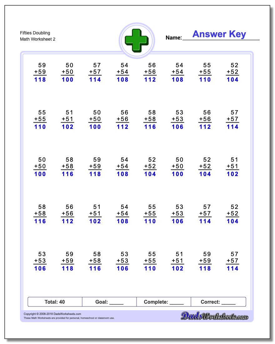 Adding Doubles Worksheet 2nd Grade Doubling Addition