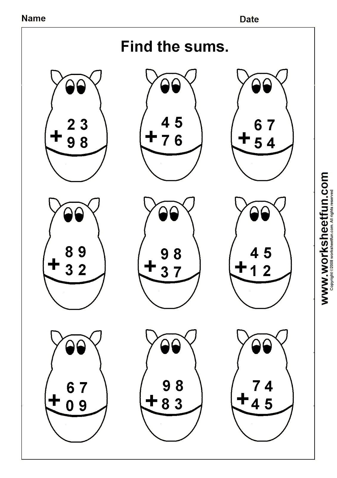Addition with Regrouping Coloring Worksheets Double Digit Addition Coloring Worksheets