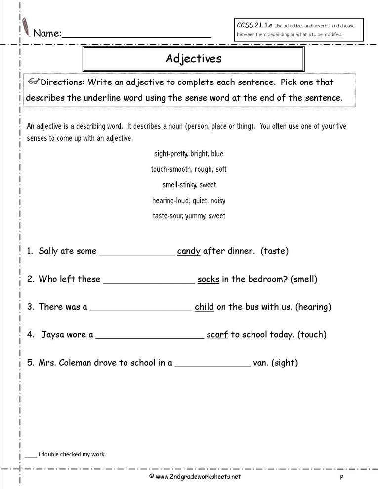 Adjectives Worksheet 2nd Grade Adjective Worksheet 2nd Grade Free and Free Using Adjectives