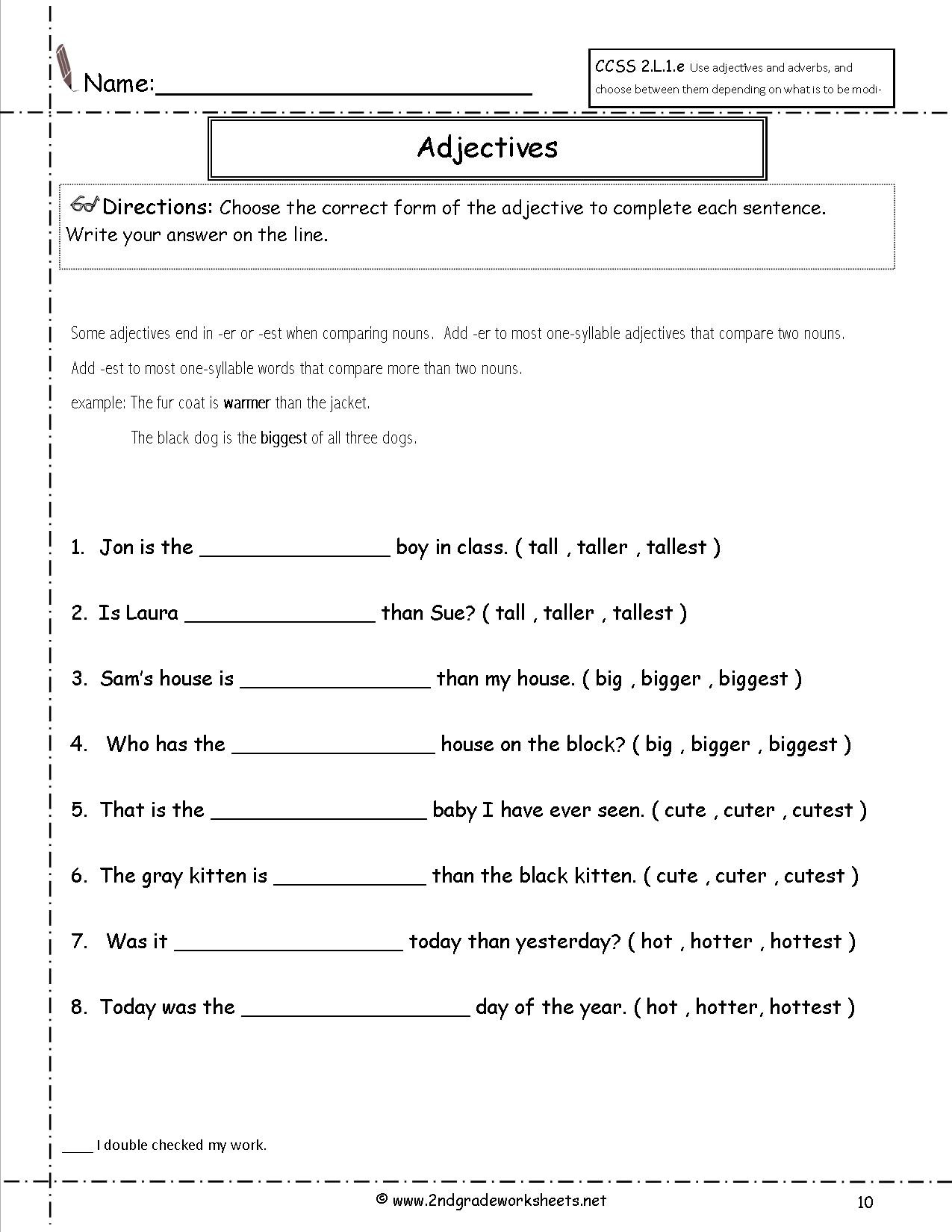 Adjectives Worksheet 2nd Grade Free Using Adjectives Worksheets