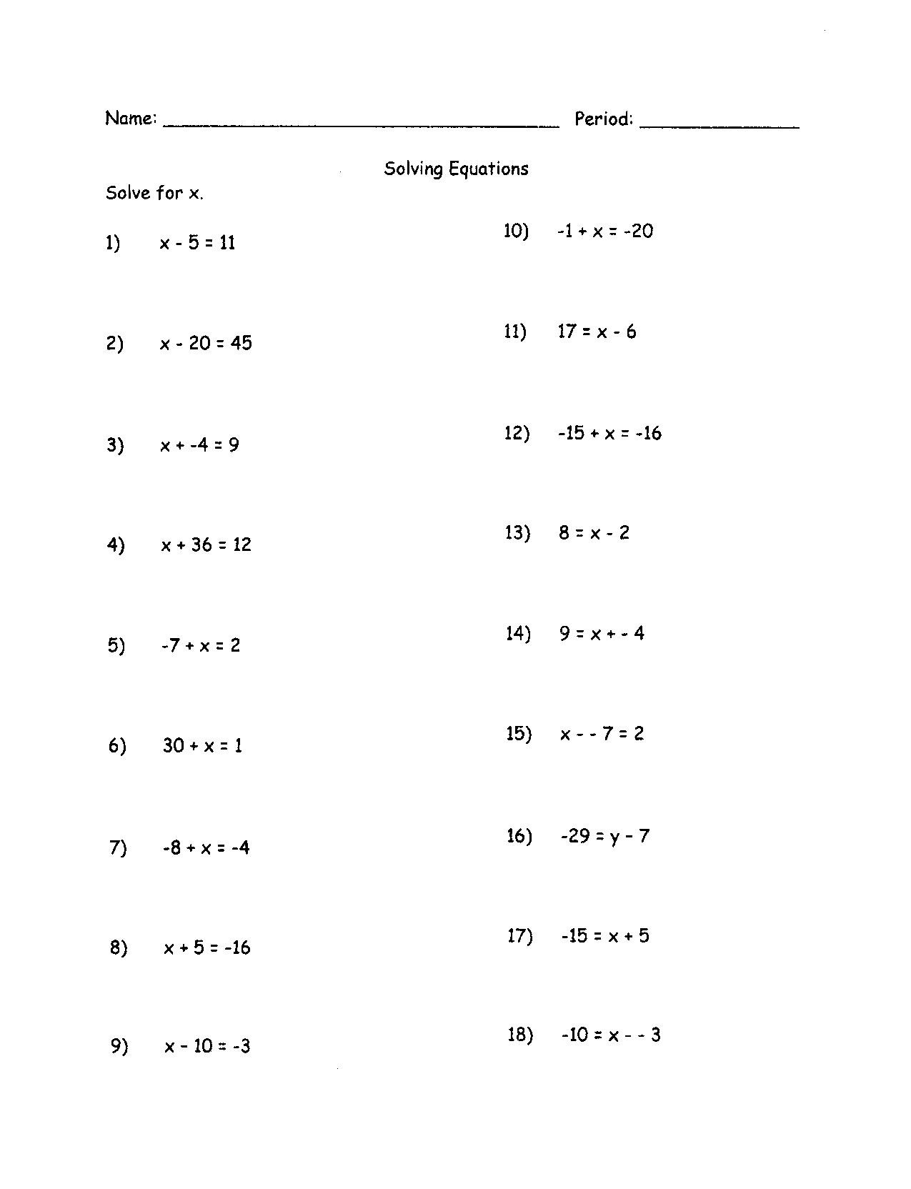 Algebra Tiles Worksheets 6th Grade solving Equations with Variables Both Sides Using Algebra