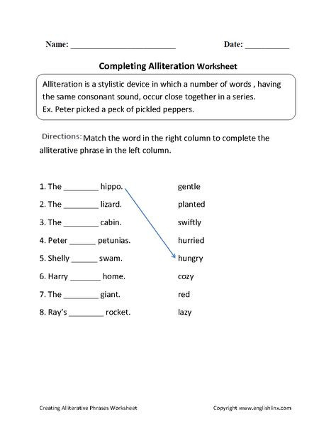 Alliteration Worksheets 4th Grade 10 Best Alliteration Images