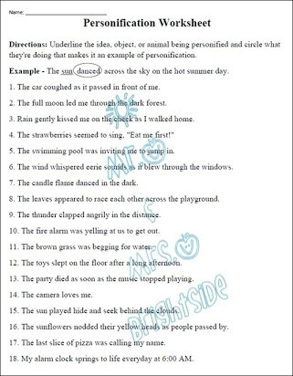 Alliteration Worksheets 4th Grade Free Printable Worksheets On Personification