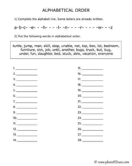 Alphabetical order Worksheets 2nd Grade Alphabetical order 2nd 3rd Grades