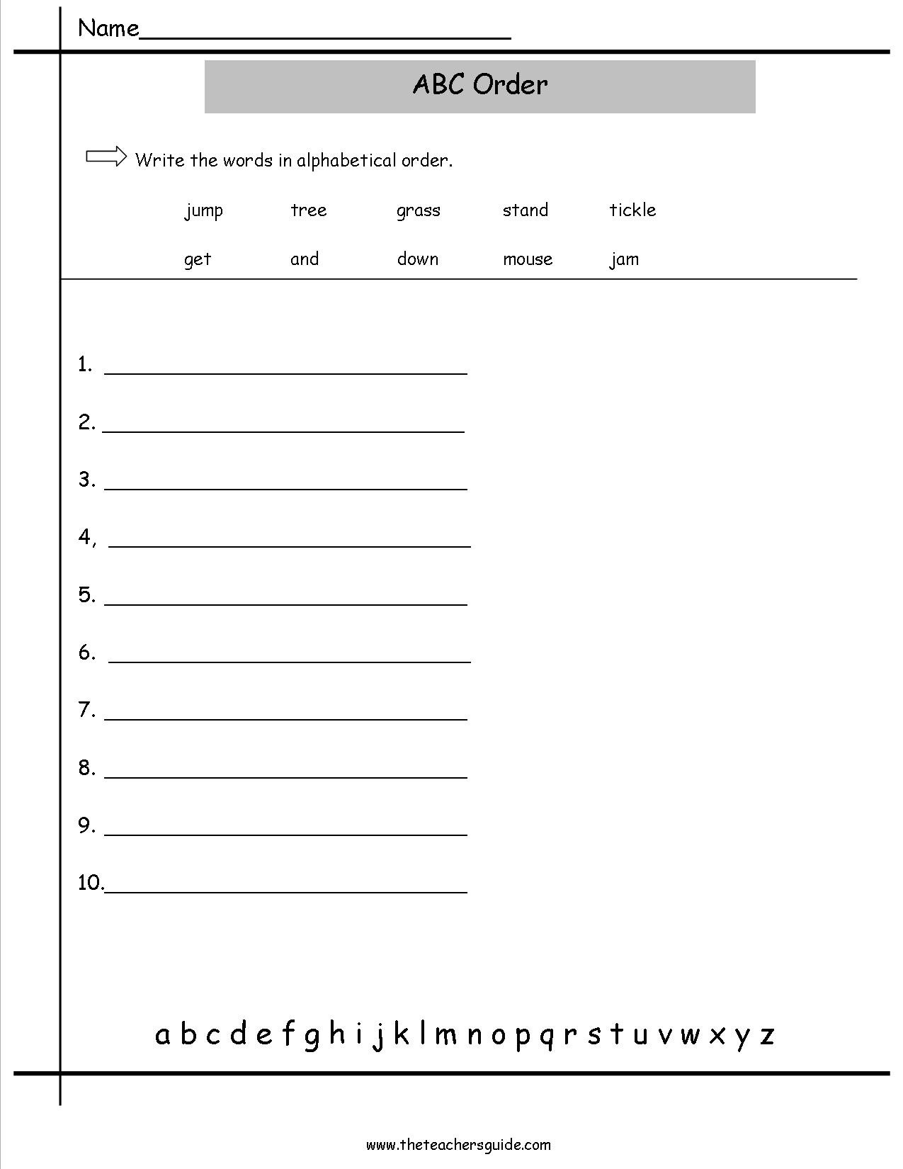 Alphabetical order Worksheets 2nd Grade Worksheet Arranging Words In Alphabetical order