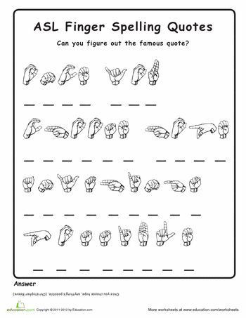 American Sign Language Worksheets Printable American Sign Language Quotes
