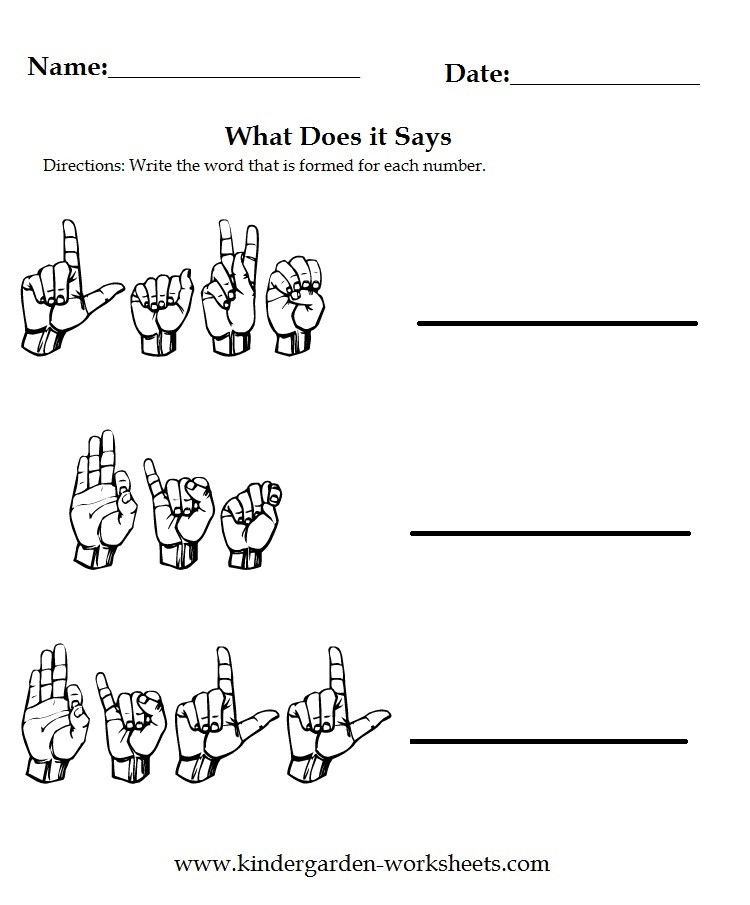 American Sign Language Worksheets Printable Kindergarten Worksheets Worksheets Sign Language
