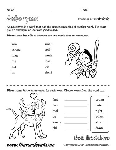 Antonyms Worksheets 3rd Grade Free Antonym Worksheets Antonym Practice