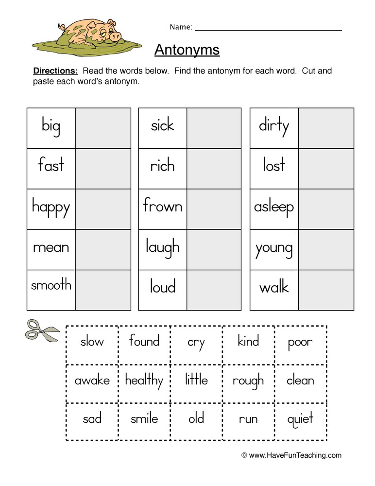 20 Antonyms Worksheets For Kindergarten Desalas Template
