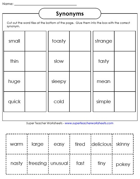Antonyms Worksheets for Kindergarten Synonyms and Antonyms Worksheets