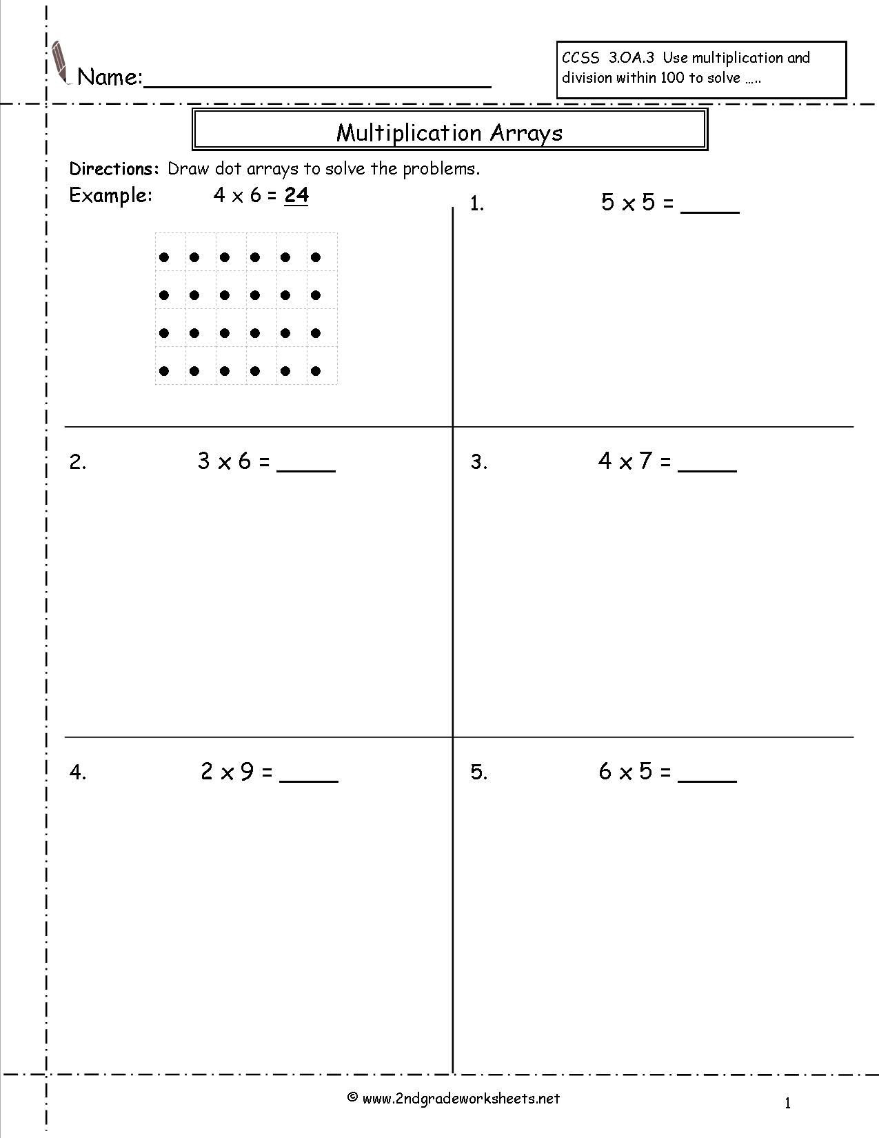 Arrays Worksheets Grade 2 Multiplication Array Worksheets