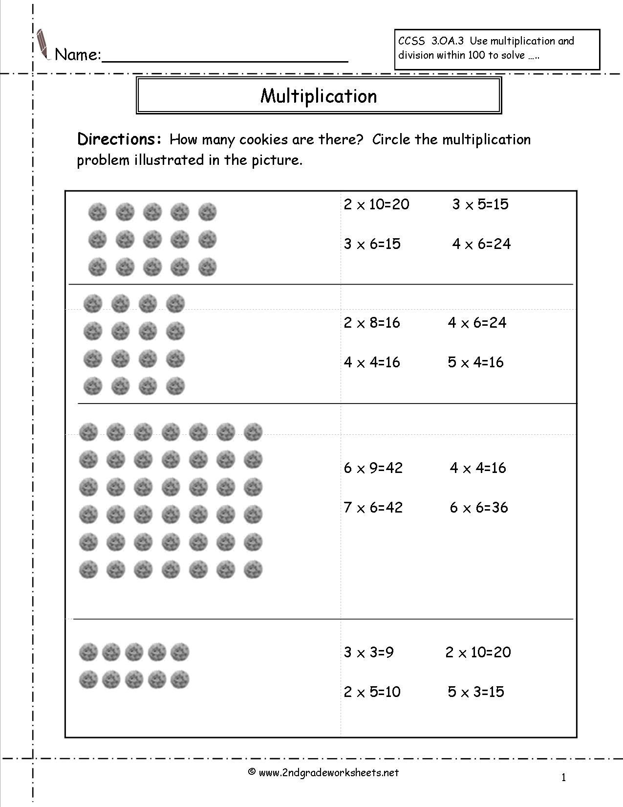 Arrays Worksheets Grade 2 Multiplication Arrays Worksheet Mon Core State Standards