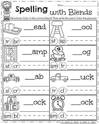 Blends Worksheets for 1st Grade First Grade Worksheets for Spring