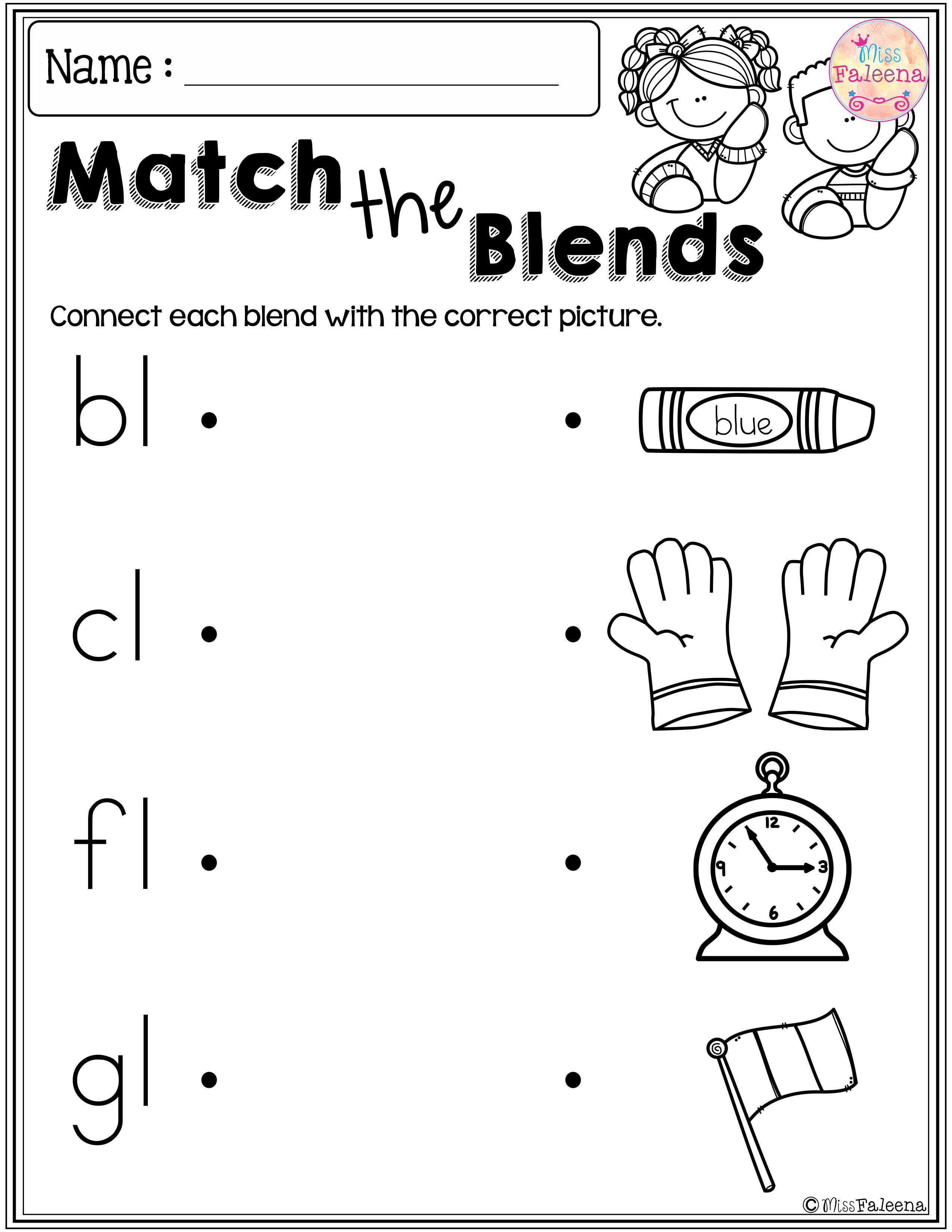Blends Worksheets Kindergarten Free Free Beginning Blends Activities