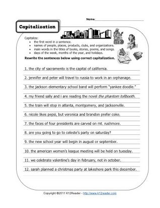 Capitalization Worksheets Grade 1 Free Worksheets Punctuation Capitalization