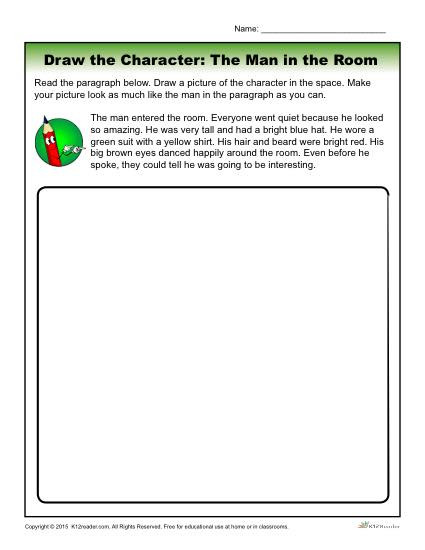 Character Traits Worksheet 2nd Grade the Man In the Room