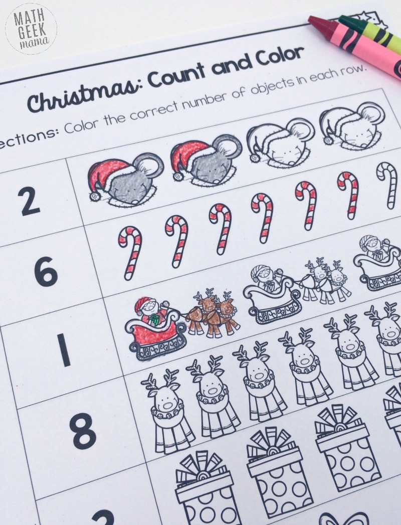 Christmas Counting Worksheets Kindergarten Christmas Count and Color Free Christmas Counting Worksheets