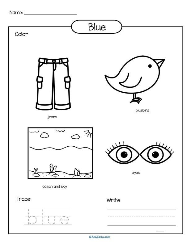 Color Blue Worksheets for Preschool Color Blue Printable Color Trace and Write