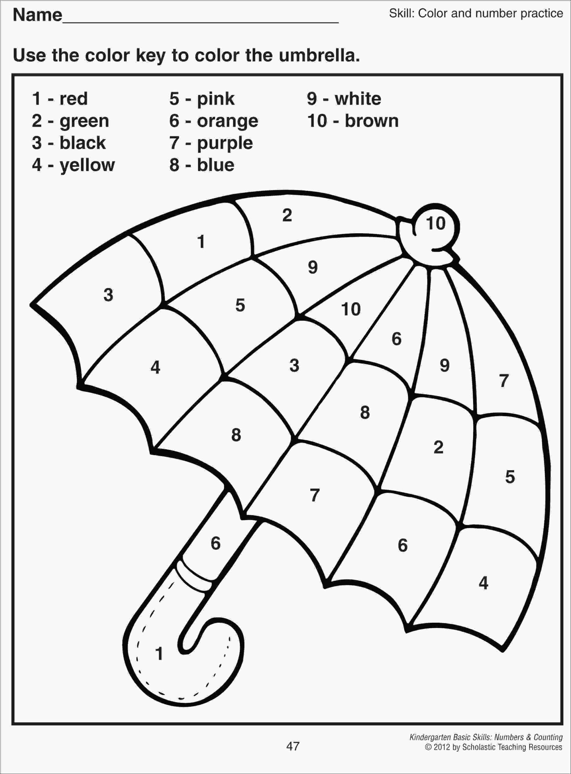 Color Blue Worksheets for Preschool Coloring Colour by Number Worksheets for Preschoolers