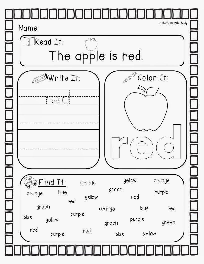 Color Blue Worksheets for Preschool Crazy for Colors