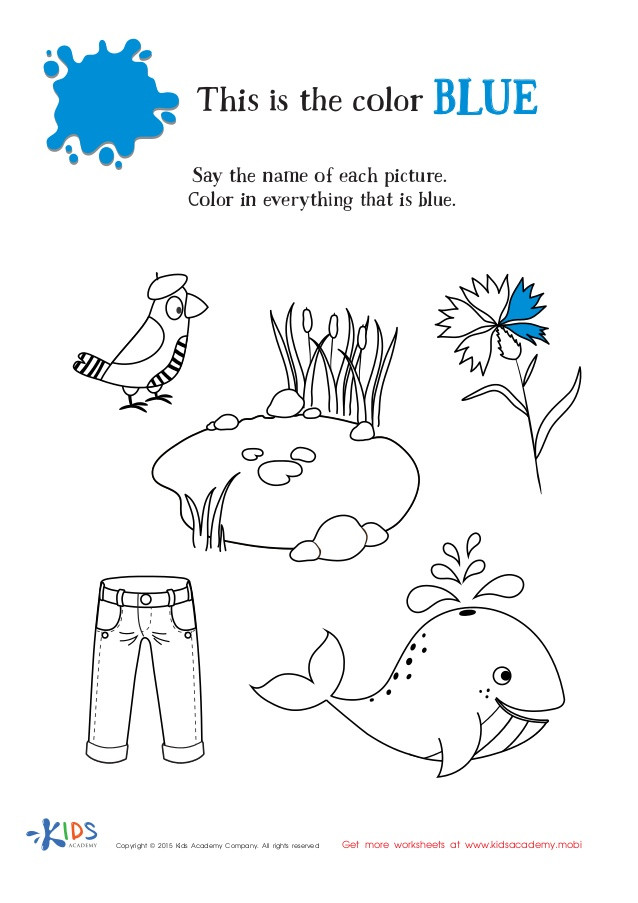 Color Blue Worksheets for Preschool Learning Color Blue for toddlers and Preschool