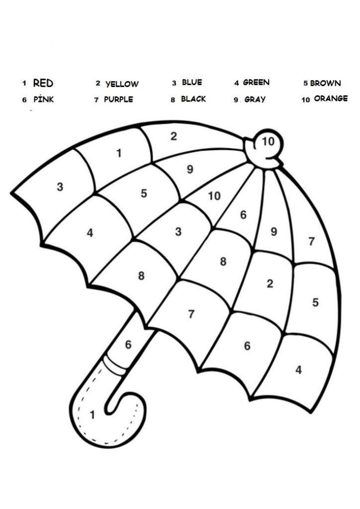 Color by Number Worksheets Kindergarten Color by Number Umbrella – Crafts and Worksheets for