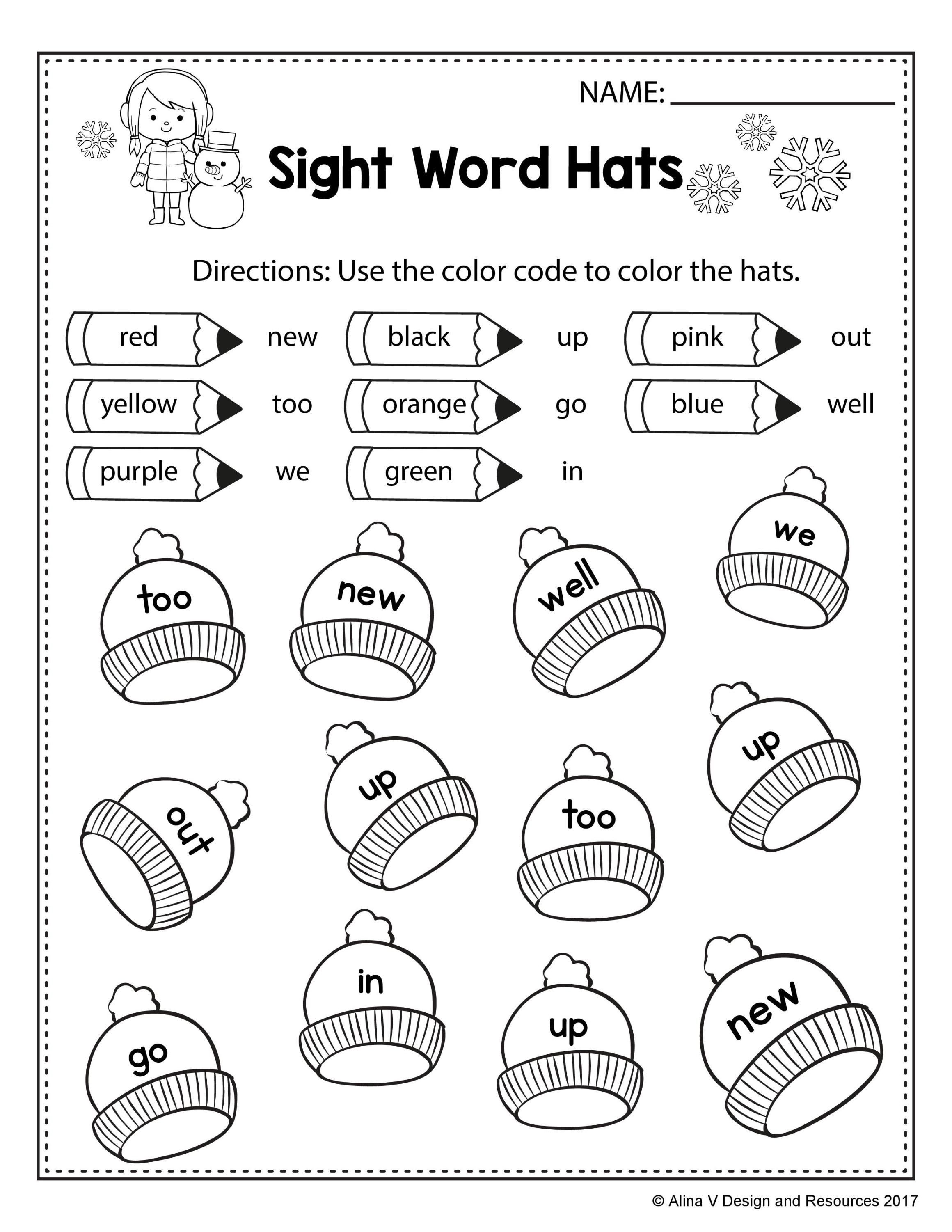 Color Word Worksheets for Kindergarten Free Winter Literacy Worksheet for Kindergarten No Prep