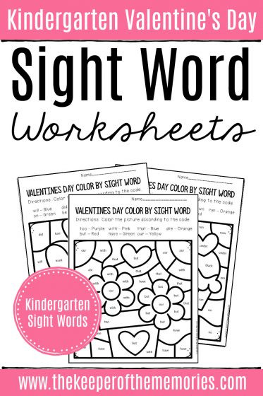 Coloring Sight Words Worksheets Color by Sight Word Valentine S Day Kindergarten Worksheets