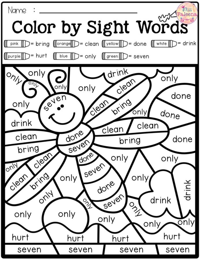 Coloring Sight Words Worksheets Spring Color by Code Sight Words Third Grade Worksheets