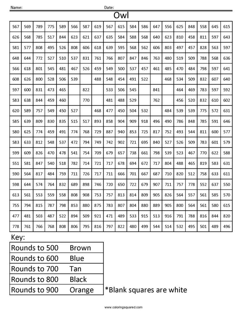 Coloring Squared Worksheets Rounding – Coloring Squared Maths Colouring Worksheets In