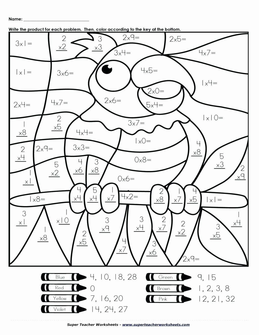 Coloring Worksheets for 2nd Grade Turkey Math Coloring Sheet In 2020