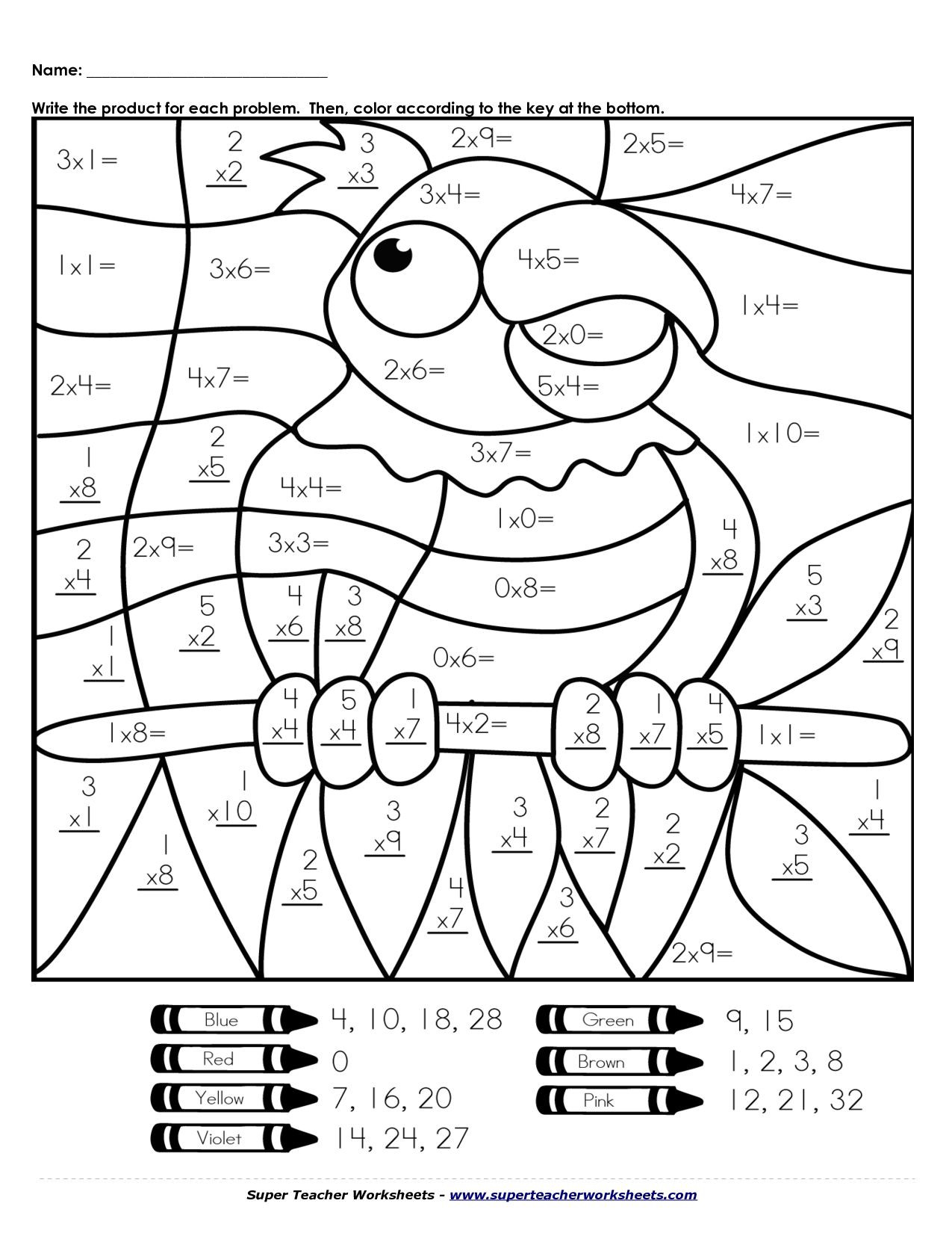 Coloring Worksheets for 3rd Grade Multiplication Coloring Page