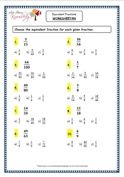 Comparing Fractions Worksheet 4th Grade Grade 4 Maths Resources 2 2 Equivalent Fractions Printable