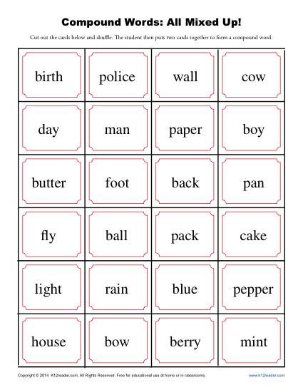 Compound Word Worksheet 2nd Grade Pound Words Worksheet Activity All Mixed Up